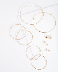 Gold Ball Knot Stud & Hoop 6-Pack - link has visual effect only