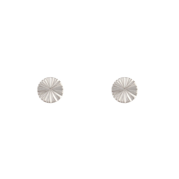 Rhodium Textured Wheel Stud Earrings