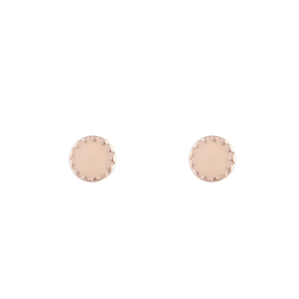Rose Gold Pink Enamel Button Stud Earrings