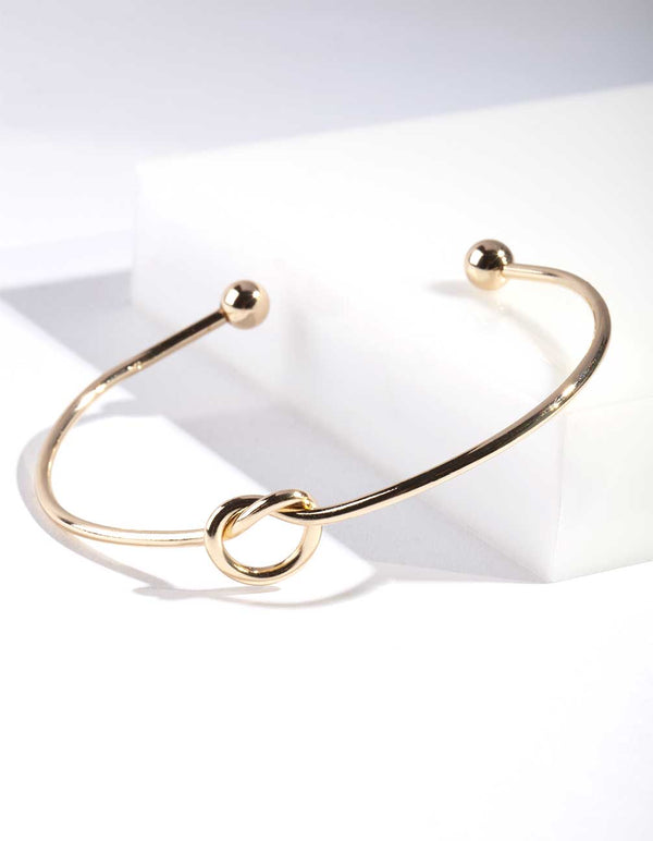 Fine Gold Knotted Open Cuff