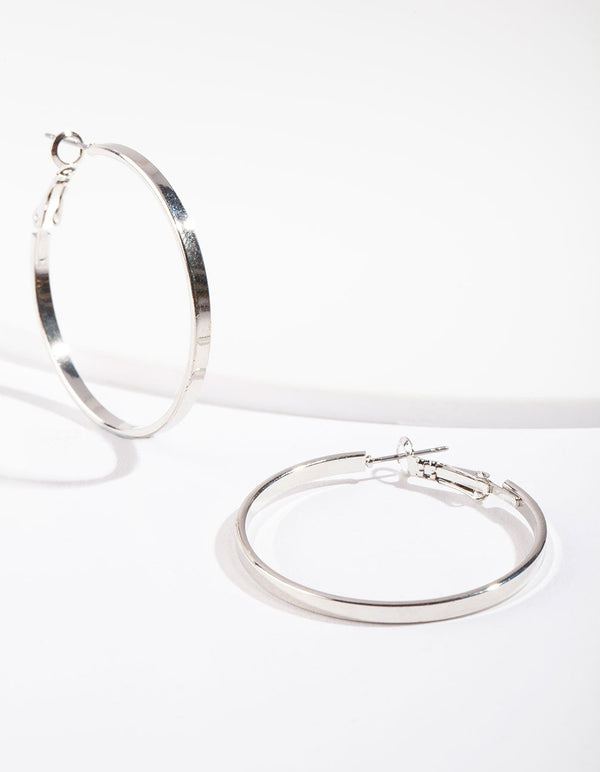 Silver 4cm Hoop Earrings