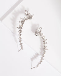 Rhodium Double Diamante Cuff Earrings - link has visual effect only