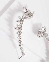 Rhodium Double Diamante Cuff Earrings - link has visual effect only