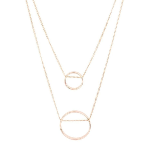 Gold Double Threaded Circle Necklace