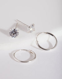 Sterling Silver Sleeper Diamante Stud Pack - link has visual effect only