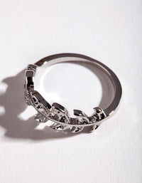 Rhodium Leaf Band Ring - link has visual effect only