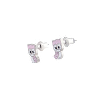 Pink White Owl Stud Earrings - link has visual effect only