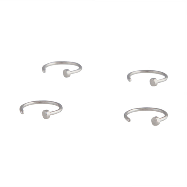 Rhodium Mini Nail Nose Ring 4-Pack