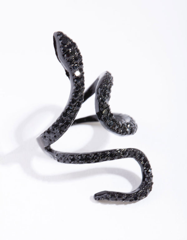 Black Diamante Snake Ring
