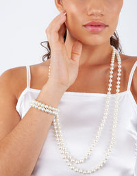 Long Strand Pearl Bracelet Necklace Set - link has visual effect only