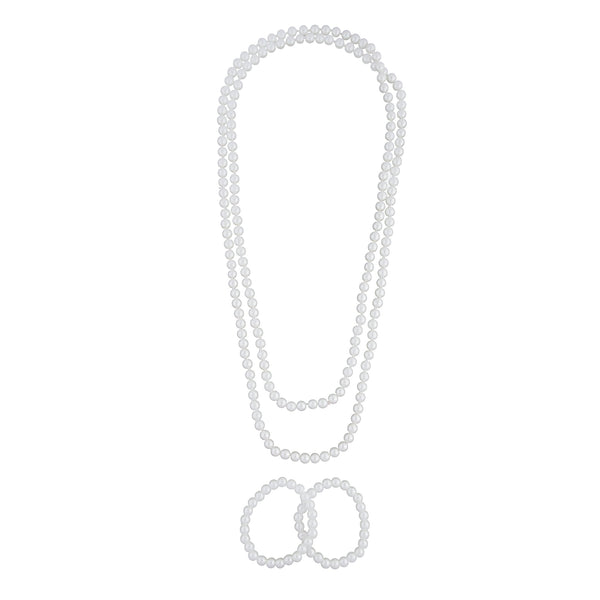 Long Strand Pearl Bracelet Necklace Set