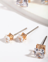 Gold Square Cut Diamante Stud Pack - link has visual effect only