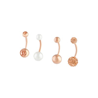 Rose Gold Surgical Steel Diamante & Pearl Belly Bar Pack - link has visual effect only