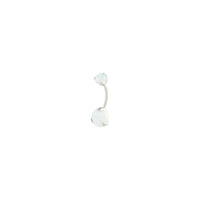 Rhodium Synthetic Opal Gem Claw Belly Bar - link has visual effect only