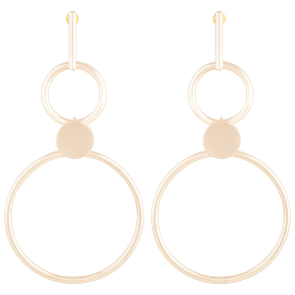 Gold Double Ring Stick Drop Earrings