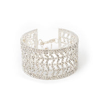 Silver Diamante Arrow Chain Cuff Bracelet - link has visual effect only