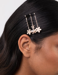 Rose Gold Cat Eye Flower Clip Set - link has visual effect only