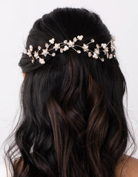 Rose Gold Pave Cats Eye Flower Hair Vine - link has visual effect only