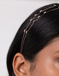 Rose Gold Double Row Diamante Star Headband - link has visual effect only