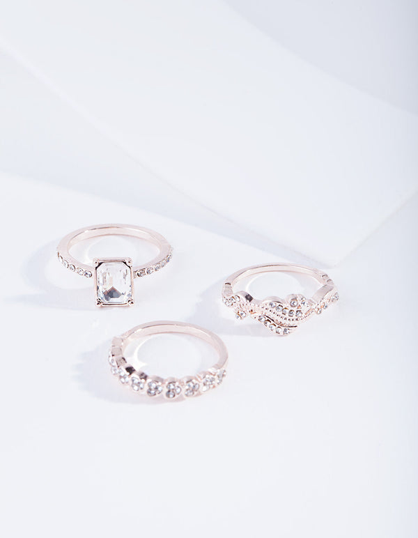 Rose Gold Chunky Engagement Ring Stack