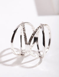 Silver Diamante Double Cross Ring - link has visual effect only