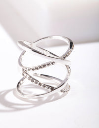 Silver Diamante Double Cross Ring - link has visual effect only