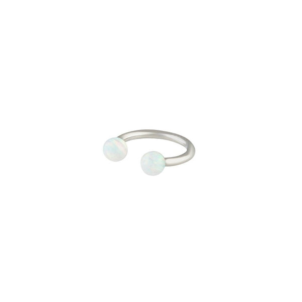 Rhodium Synthetic Opal Horseshoe Earring