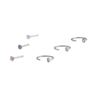 Mixed Diamante Nose Ring & Stud 6-Pack - link has visual effect only