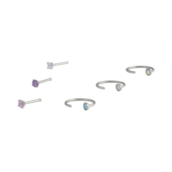 Mixed Diamante Nose Ring & Stud 6-Pack