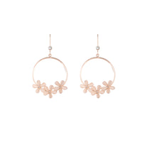 Rose Gold Triple Flower Hoop Drop Earrings - link has visual effect only