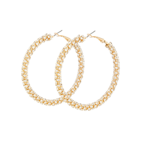 Gold Diamante Cup Chain Large Hoop
