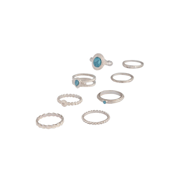 Silver Stackable Ring Turquoise 8-Pack