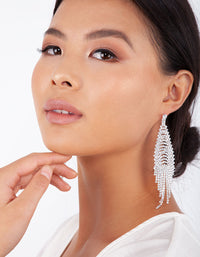 Silver Cup Chain Diamante Fringe Drape Earrings - link has visual effect only
