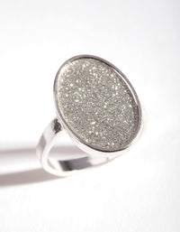 Silver Oval Glitter Ring - link has visual effect only