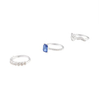 Silver Baguette Sapphire Diamante Ring Stack - link has visual effect only