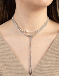 Silver Double Strand Diamante Y Neck Choker - link has visual effect only