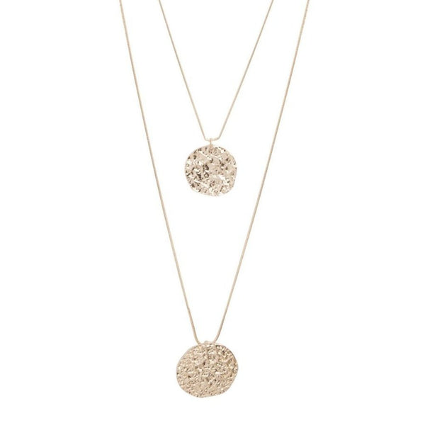 Gold Double Row Coin Charm Necklace