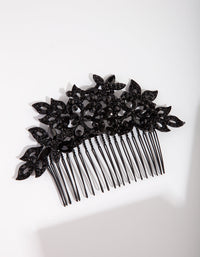 Black Crystal Floral Hair Comb - link has visual effect only