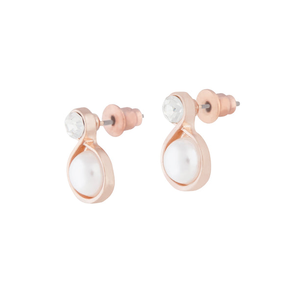 Rose Gold Pearl Bottom Stud Earrings