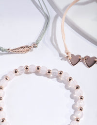 Rose Gold Leaf Heart & Bead Bracelet Pack - link has visual effect only