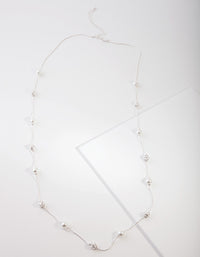 Silver Diamante & Pearl Bead Station Necklace - link has visual effect only