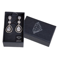 Rhodium Diamond Simulant Graduated Crystal Teardrop Earrings - link has visual effect only
