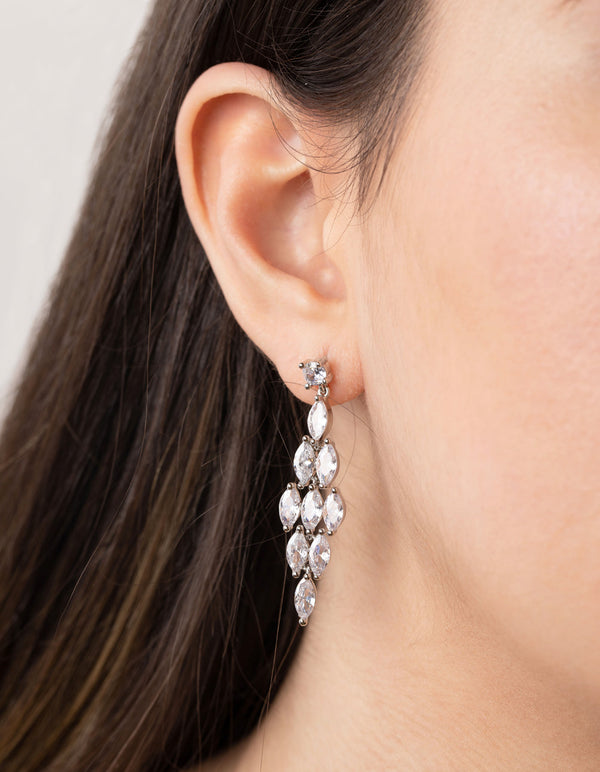 Diamond Simulant Crystal Cascade Drop Earring