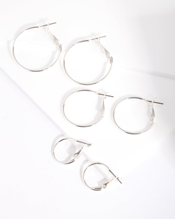 Silver Multi Size Hoop Earring Pack