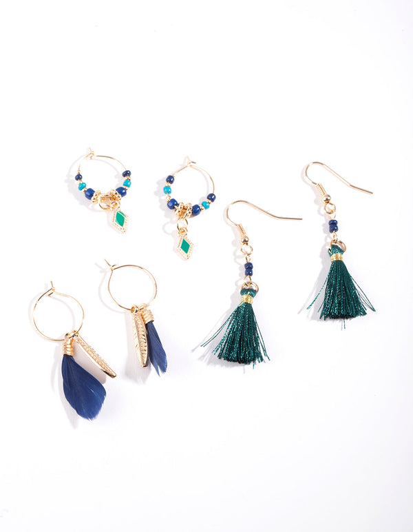 Gold Mini Feather Earring Pack
