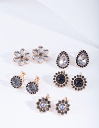 A Gold Tone Clip On Earring 5-Pack - link has visual effect only