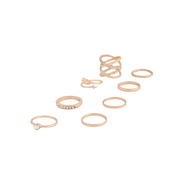 Gold Double Crossover Diamante Ring 8-Pack
