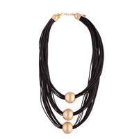 Gold Bead Wax Strand Triple Necklace - link has visual effect only