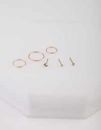 Gold Nose Stud & Hoop 6-Pack - link has visual effect only