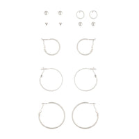 Silver Diamante Stud Hoop Earring Pack - link has visual effect only